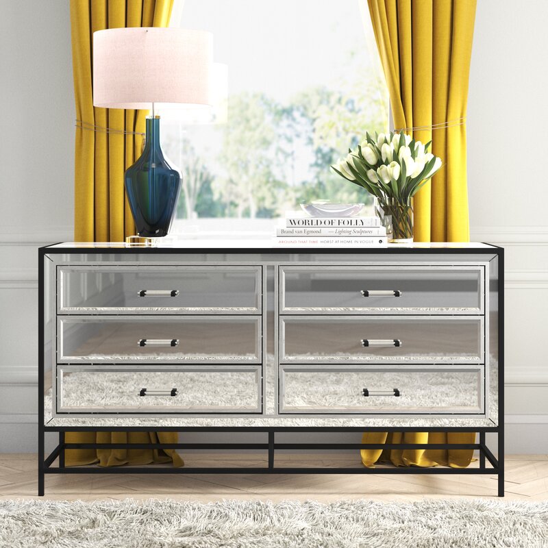 Shirley 6 Drawer Mirrored Accent Chest