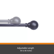 Load image into Gallery viewer, 36&quot; - 66&quot; Black Shresbury Fast Fit™ Easy Install Adjustable 0.625&quot; Single Curtain Rod, Set of 2
