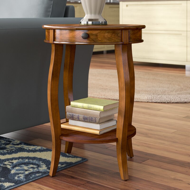 Walnut Shropshire 24'' Tall End Table with Storage