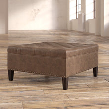 Load image into Gallery viewer, Sigler 35.5&quot; Wide Faux Leather Tufted Square Cocktail Ottoman 4508RR
