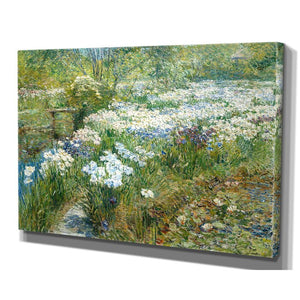 'The Water Garden' by Childe Hassam Painting Print on Wrapped Canvas in Blue/Brown/Gold/White/Silver 8041