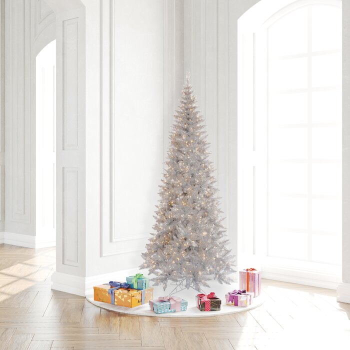 4.5' Silver Tinsel Fir Artificial Christmas Tree
