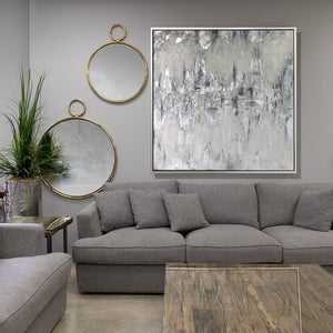 Silver Wave - Picture Frame Panoramic Painting on Canvas 39" x 39" x 2"