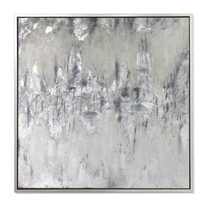 Silver Wave - Picture Frame Panoramic Painting on Canvas 39" x 39" x 2"