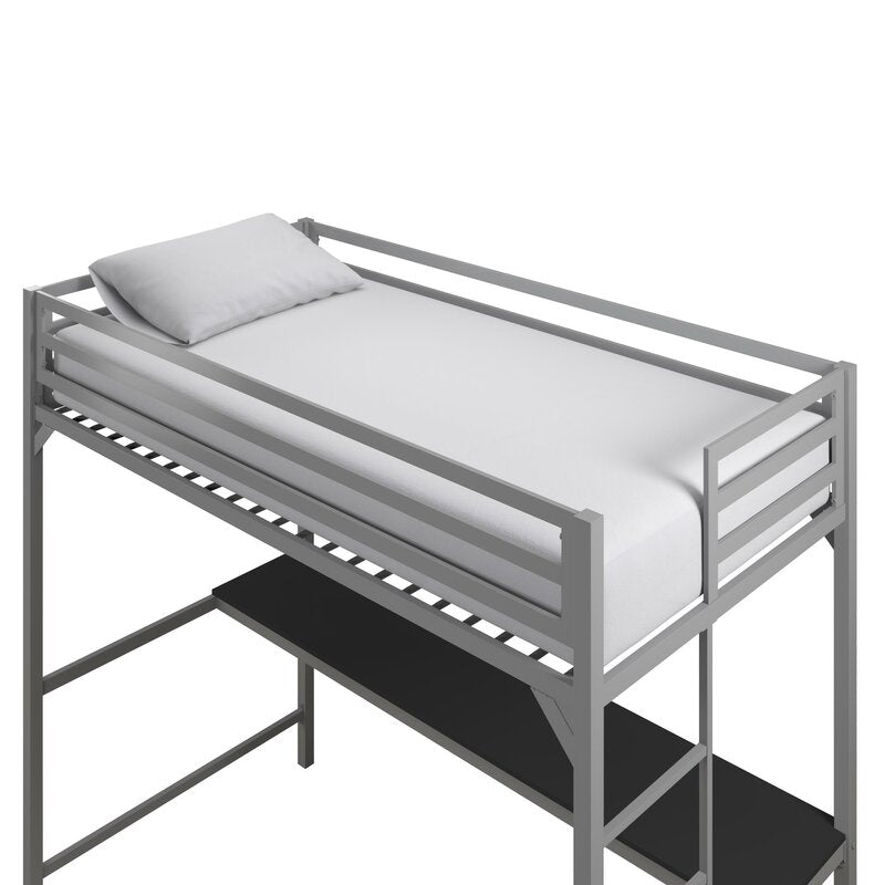 Simoneau Loft Bed with Desk Twin size, Silver - 748CE