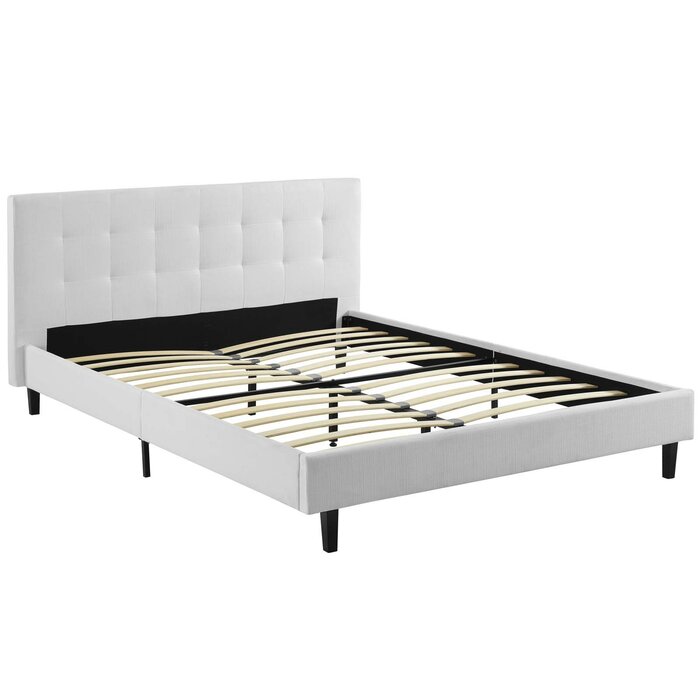 White Full Upholstered Platform Bed (439MM)