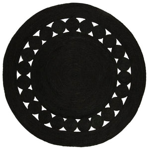 Round Johna Handmade Jute/Sisal Black Area Rug Black 10" #2149HW