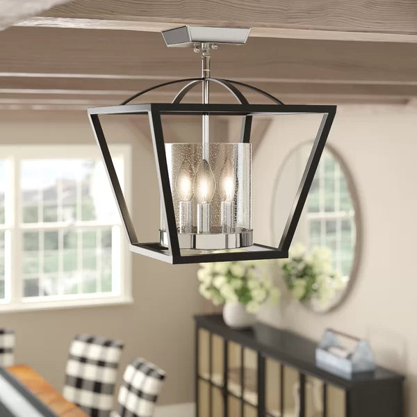 Skegness 3 - Light 11.75'' Lantern Geometric Semi Flush Mount