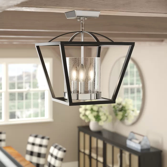 Skegness 3 - Light 11.75'' Lantern Geometric Semi Flush Mount