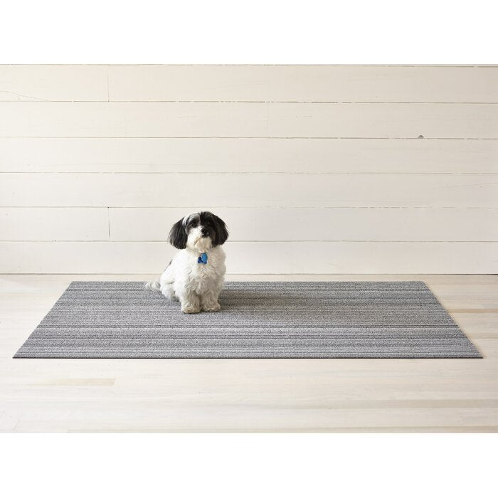 Gray Skinny Shag Non-Slip Outdoor Door Mat, 1'6 x 2'4