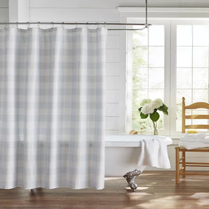 Blue Skookum 100% Cotton Striped Single Shower Curtain