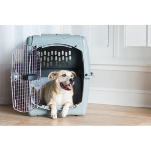 27" H x 25" W x 36" L Gray Sky Vault Door Yard Kennel Pet Crate 7229