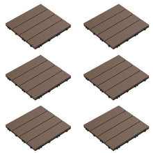 Load image into Gallery viewer, Slat Patio 12&quot; x 12&quot; Composite Interlocking Deck Tile in BLACK (Set of 6) 7155
