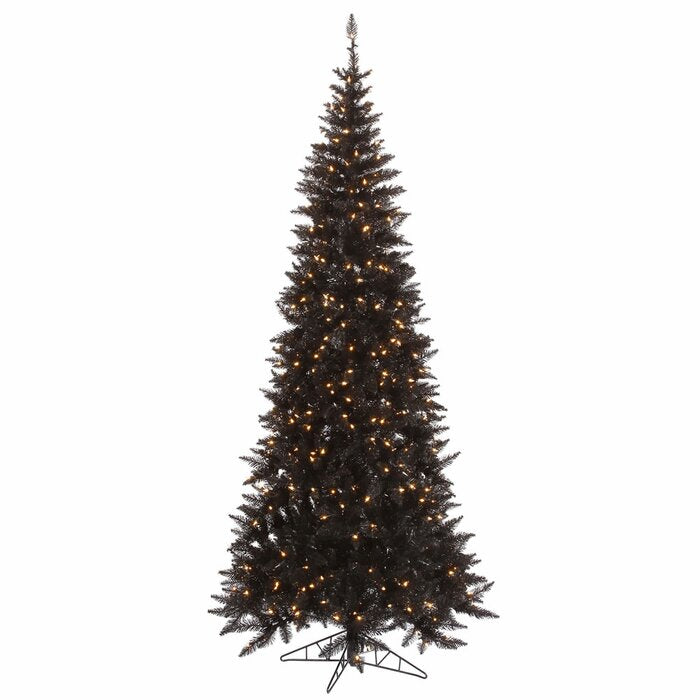 Slaytonville 108'' Lighted Artificial Fir Black Christmas Tree