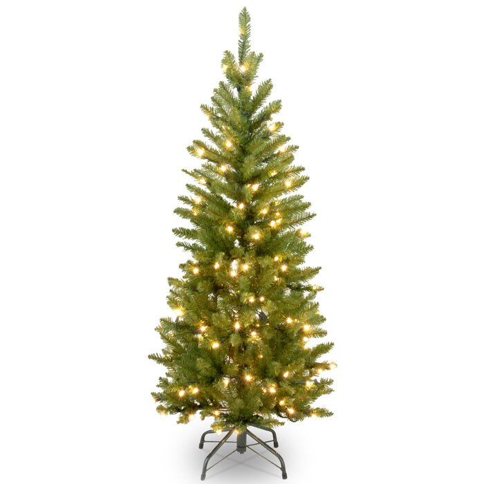 Slender Green Fir Christmas Tree with Lights