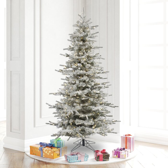 Slim Sierra Flocked Sierra Fir Slim Artificial Christmas Tree, 6.5' H