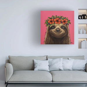 35" H x 35" W x 2" D Sloth With Flower Crown - Wrapped Canvas Painting
