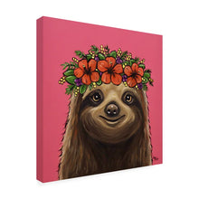Load image into Gallery viewer, 35&quot; H x 35&quot; W x 2&quot; D Sloth With Flower Crown - Wrapped Canvas Painting

