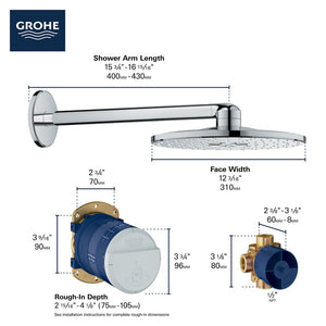 Chrome SmartActive Multi Function Fixed Shower Head with SpeedClean Nozzles (Part number: 26502000) (2 boxes) SB2218