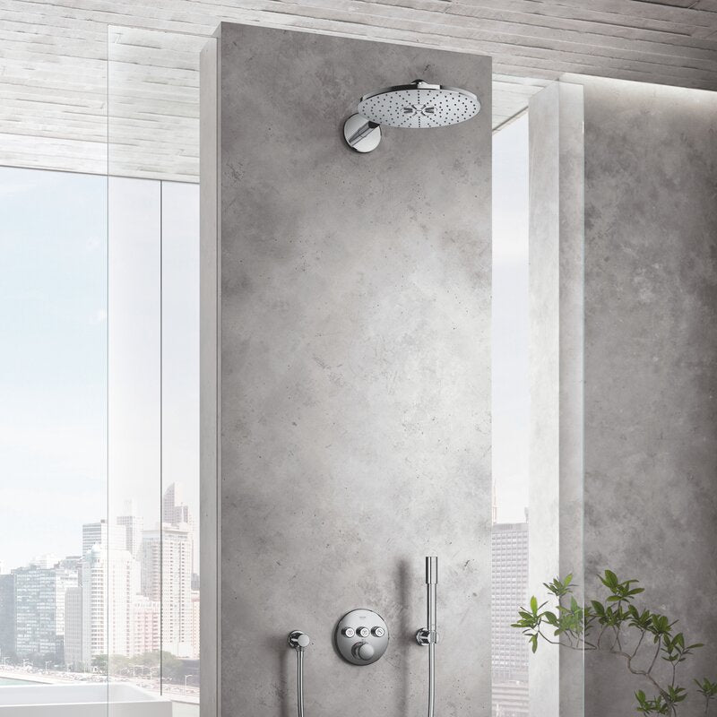 Chrome SmartActive Multi Function Fixed Shower Head with SpeedClean Nozzles (Part number: 26502000) (2 boxes) SB2218