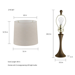 Snelson 25" Table Lamp Set (Set of 2) 6056RR