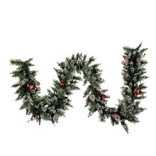 Load image into Gallery viewer, Snow Tipped Pine 9&#39; Berry Christmas Garland
