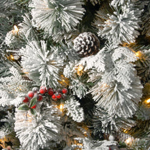 Load image into Gallery viewer, Snowy 7.5&#39; Frosted Green Pine Artificial Christmas Tree with 700 Clear/White Lights
