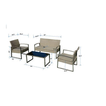 Load image into Gallery viewer, Ana 4 Piece Rattan Sofa Seating Group with Cushions, #6352
