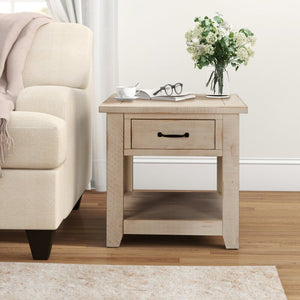 Soham Solid Wood End Table with Storage 7509