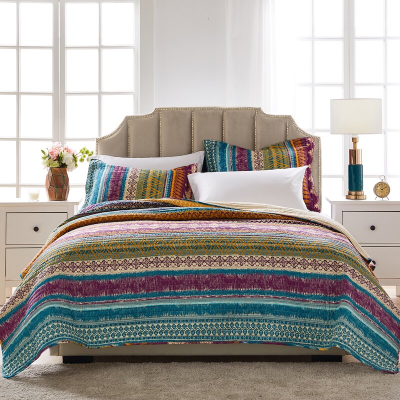 2 Standard Shams Sohil Standard Cotton 230 TC Reversible Quilt Set, EC1085