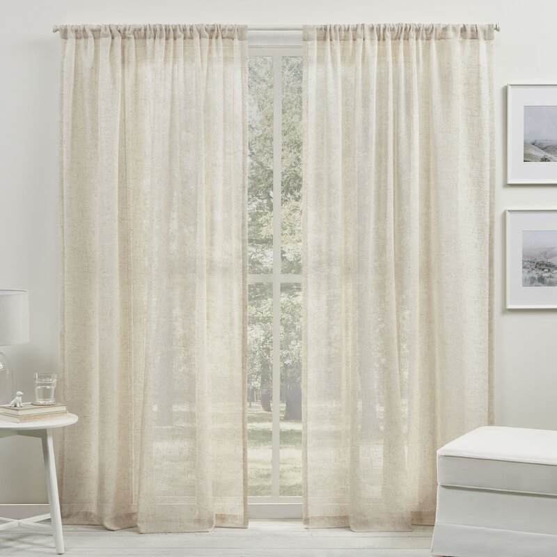 Solid Sheer Rod Pocket Single Curtain Panel, (Set of 2),  54