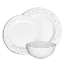 Load image into Gallery viewer, White Solid Swiss Dots 12 Piece Melamine Dinnerware Set, Service for 4 (ND359)
