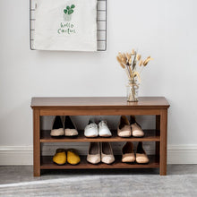 Load image into Gallery viewer, Solid Wood Shelves Storage Bench
