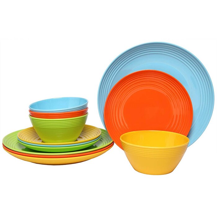 Solids Melamine 12 Piece Dinnerware Set #1404HW