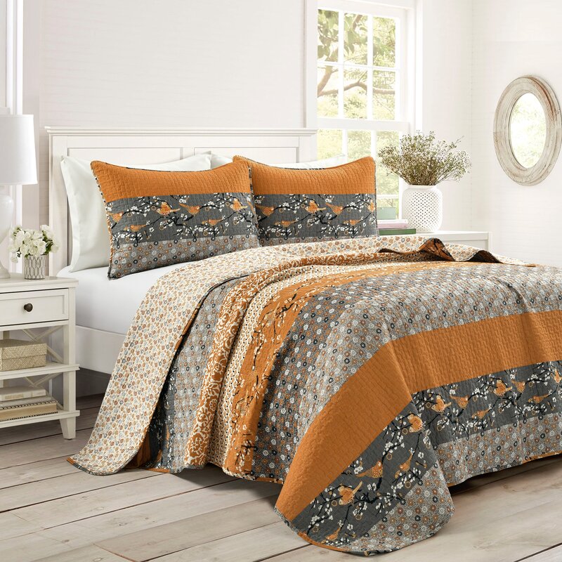 Somerton 100% Cotton 320 TC Reversible 3 Piece Quilt Set, full/queen
