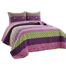 Load image into Gallery viewer, Full/Queen Quilt + 2 Shams Plum Somerton Reversible Quilt Set MRM341
