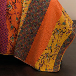 Full/Queen Quilt + 2 Shams Tangerine Somerton Reversible Quilt Set MRM342