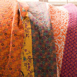 Full/Queen Quilt + 2 Shams Tangerine Somerton Reversible Quilt Set MRM342