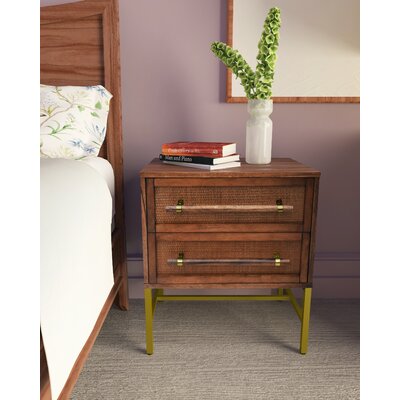 Medium Walnut Sophia 2 - Drawer Nightstand 703CDR