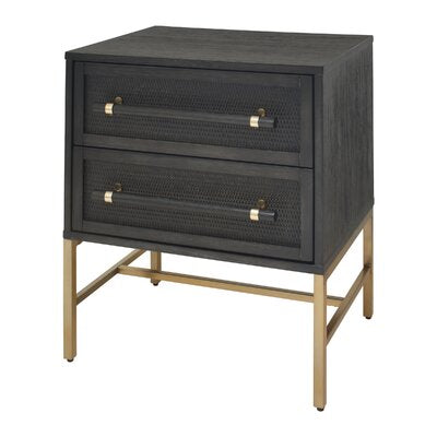 Sophia 2 - Drawer Solid Wood Nightstand Antique Black/Gold  590CDR