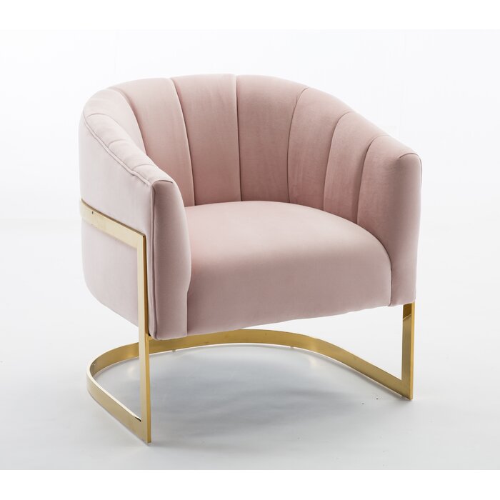 Tellico Upholstered Barrel Chair, Pink Velvet