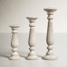 Load image into Gallery viewer, Soteria 3 Piece Wood Tabletop Candlestick Set
