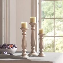Load image into Gallery viewer, Soteria 3 Piece Wood Tabletop Candlestick Set
