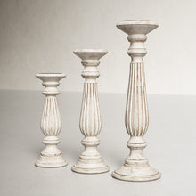 Load image into Gallery viewer, Soteria 3 Piece Wood Tabletop Candlestick Set
