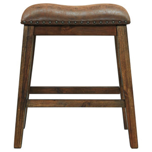 (2) 24" Brown Upholstered Bar Stools #9446