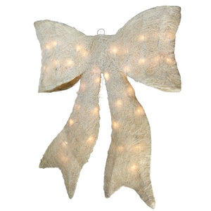 24" H x 18" W x 3" D Sparkling Whimsical Sisal Bow Lighted Display (Set of 4)