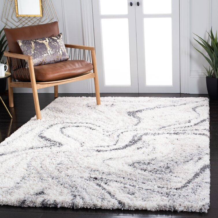 Speight Abstract Area Rug in Ivory/Gray, Rectangle 4' x 6'