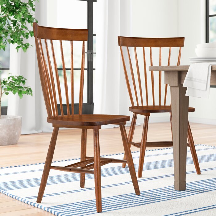 Spindle Solid Wood Windsor Back Side Chair - Set of 2 (SB670)