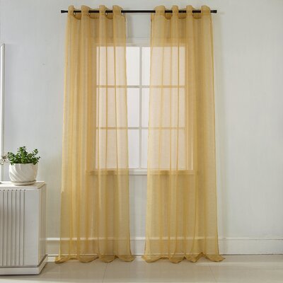 Spiva Solid Sheer Grommet Curtain Panels Gold (Set of 2) 417ND