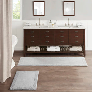 Splendor Rectangular 100% Cotton Reversible Solid Bath Rug, (21" W x 34" L/24" W x 72" L) (Set of 4)